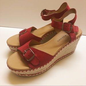 Lucky Brand Naveah Red Suede Espadrille Wedge